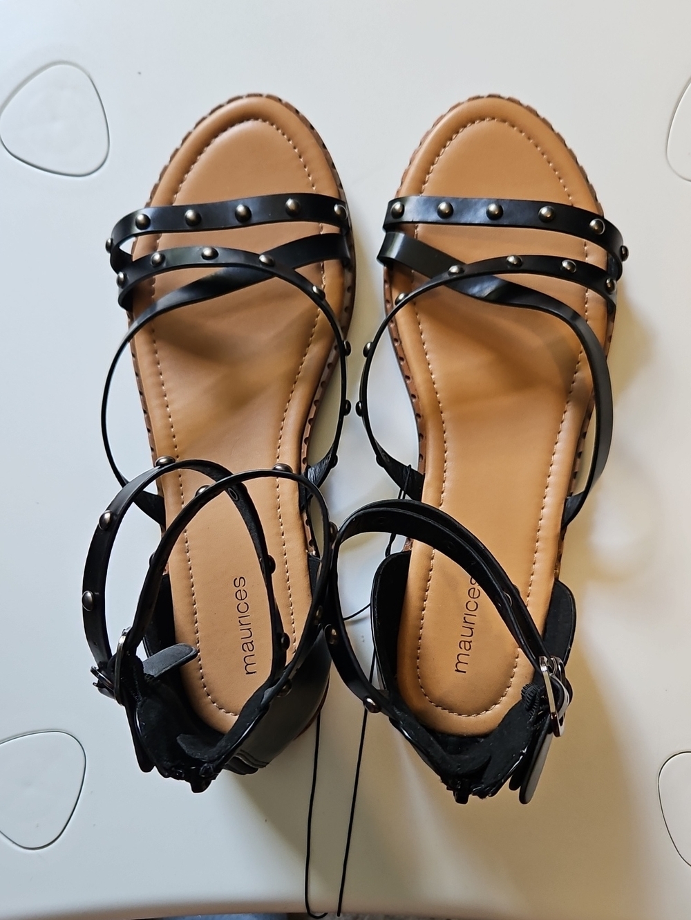 Maurices Black Studded Ankle-Strap Flat Sandals